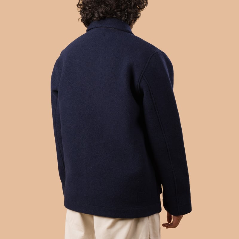 image flaneurs veste UNIVERSAL WORKS Field Jacket II Techno Melton Plain Navy de dos