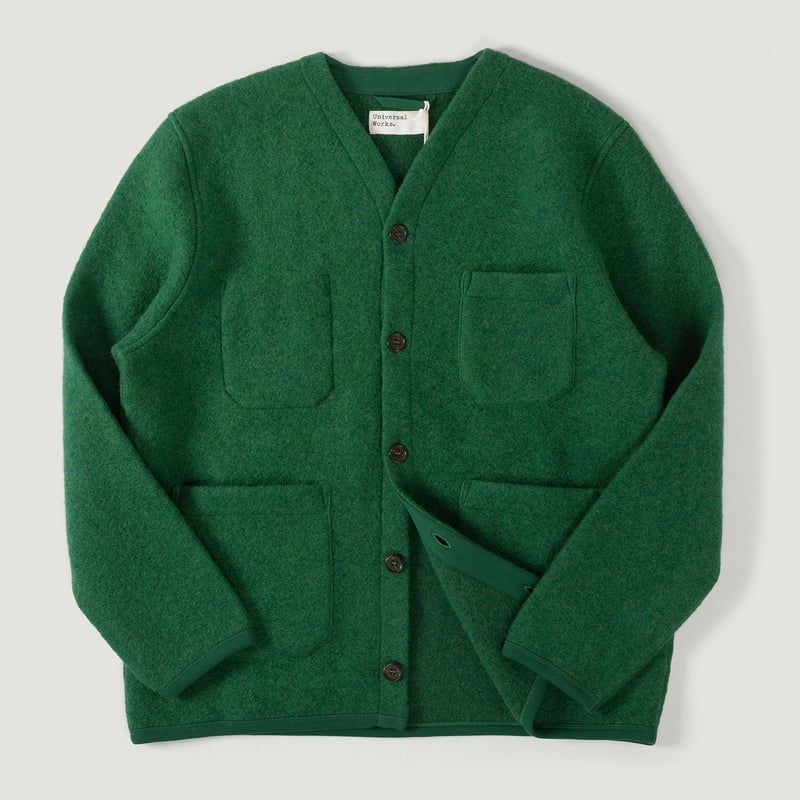 vignette flâneurs UNIVERSAL WORKS Wool Fleece Cardigan Green