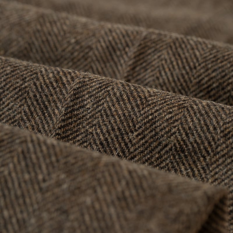 detail flaneurs pantalon PORTUGUESE FLANNEL Single Pleat Wool Trousers Herringbone Brown