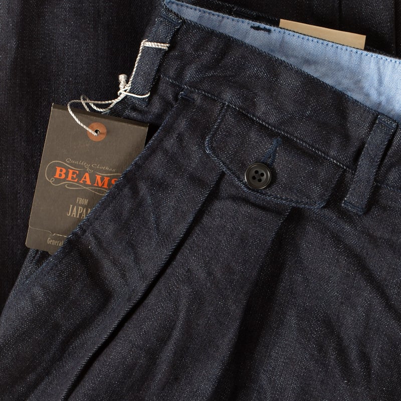image detail flaneurs Beams + 2 Pleats tapered denim indigo (2)