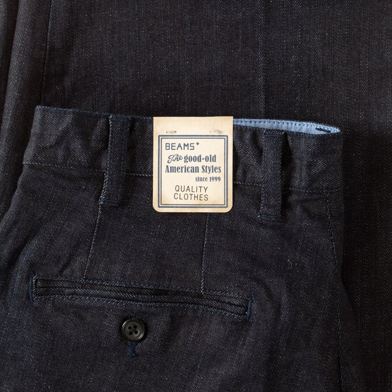 image detail flaneurs Beams + 2 Pleats tapered denim indigo (4)