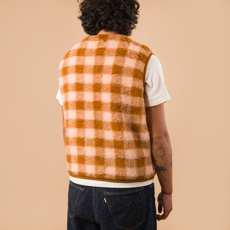 image flaneurs lining Coldbreaker laine Pepitco Vest Ultralight Checker Apricot de dos