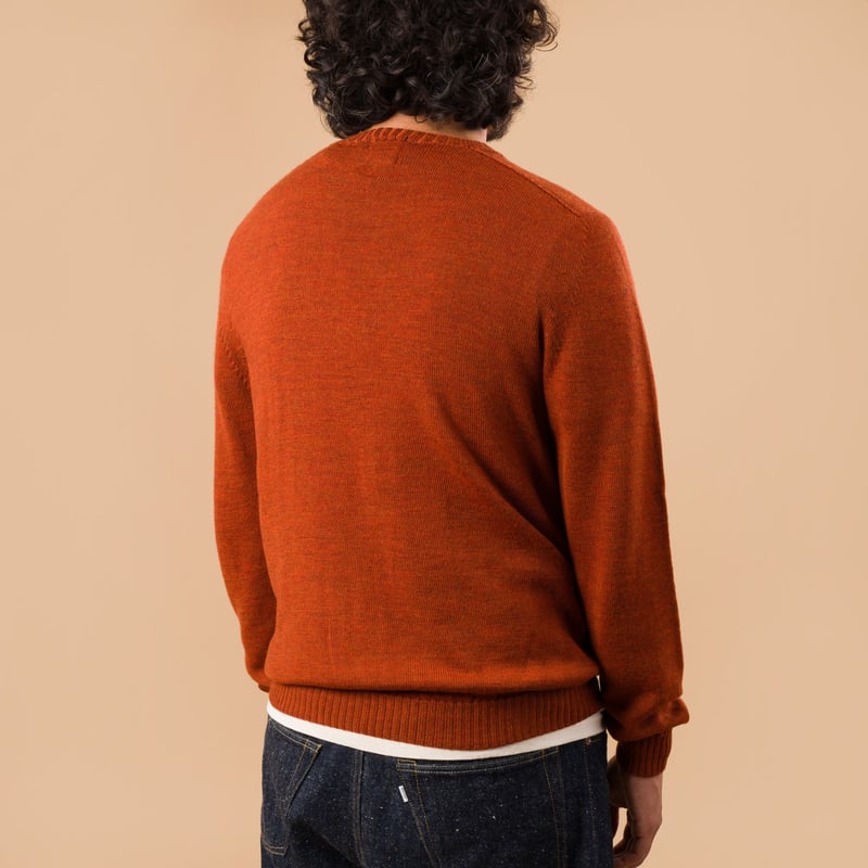 image flaneurs NITTO KNITWEAR Pull Col Rond Aris Maille Jersey Orange de dos