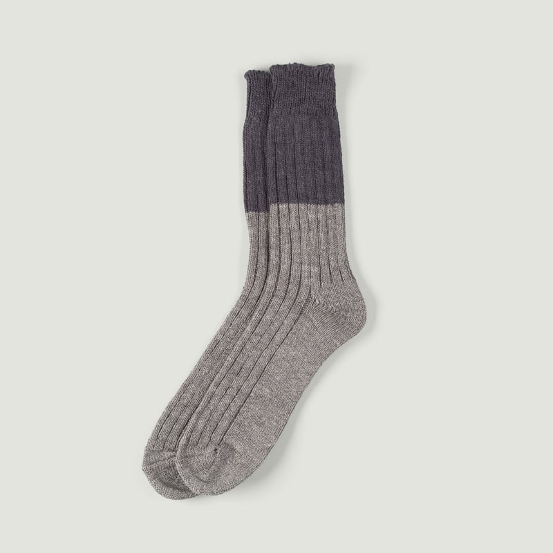 Wool Cotton Slab Socks Charcoal
