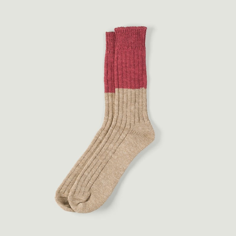 Wool Cotton Slab Socks Red