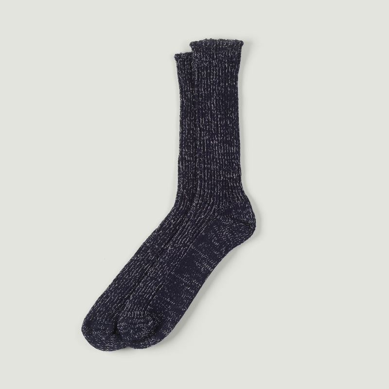 Vignette-flâneurs-NISHIGUCHI-KUTSUSHITA-Hemp-Cotton-Ribbed-Socks-Midnight