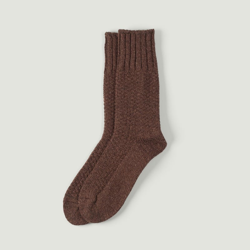Vignette-NISHIGUCHI-KUTSUSHITA-Wool-Cotton-Boots-Socks-mocha-brown