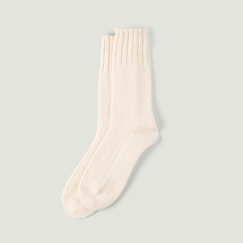 Wool Cotton Boots Socks Ivory