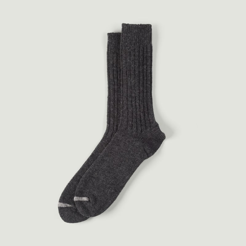 Image-FlâneursNISHIGUCHI KUTSUSHITA / Wool Ribbed Socks Charcoal_Vignette