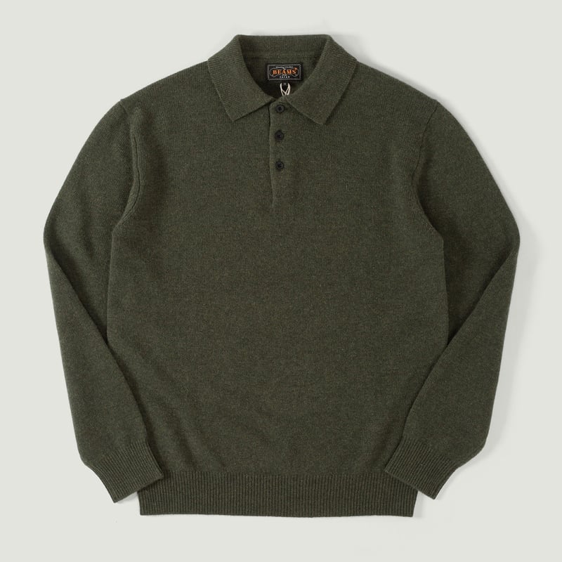 vignette flaneurs pull col polo BEAMS PLUS  Knit Polo 9G Green (4)