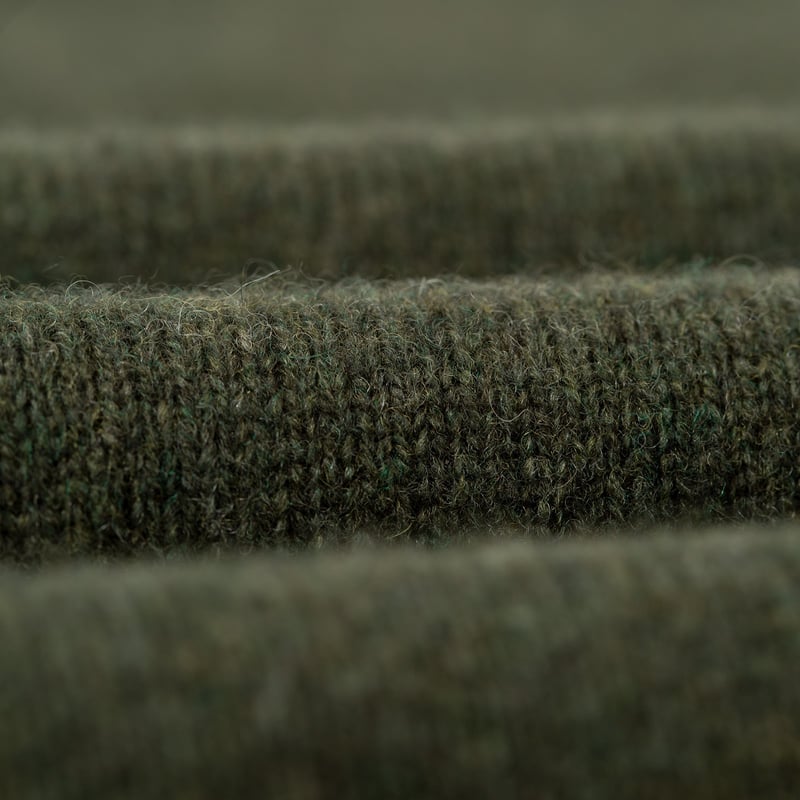 détail laine flaneurs pull col polo BEAMS PLUS  Knit Polo 9G Green (5)