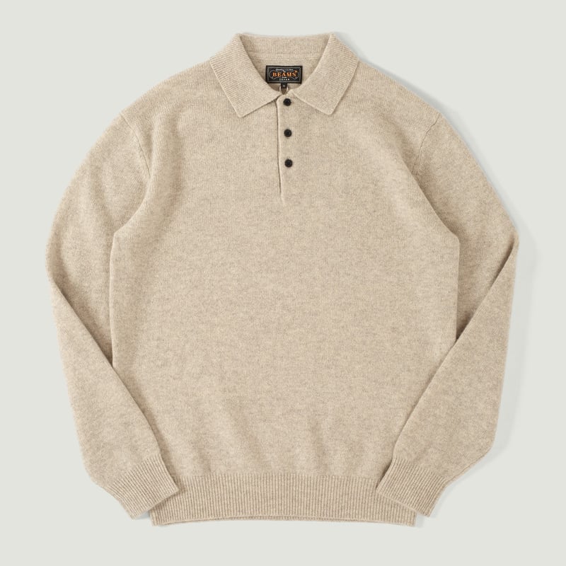 vignette flaneurs pull col polo BEAMS PLUS  Knit Polo 9G Beige