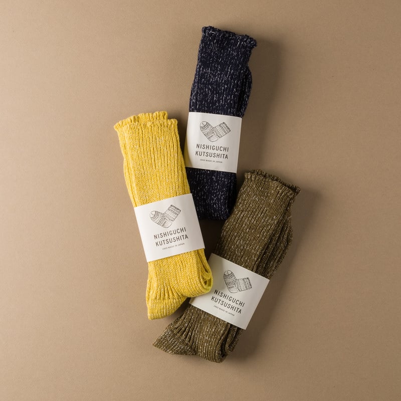 Image-Flâneurs_NISHIGUCHI KUTSUSHITA / Hemp Cotton Ribbed Socks Khaki_Detail