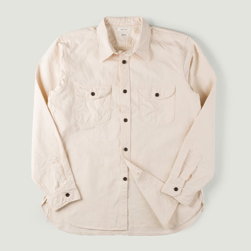Image-Flâneurs_SEUVAS / 8oz Canvas Flap Work Shirt Natural_Vignette