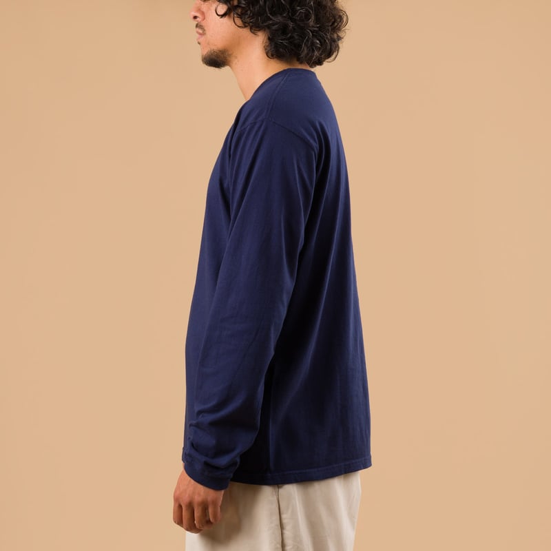 GOOD ON flâneurs tee-shirt manches longues LS Crew Tee navy de profil