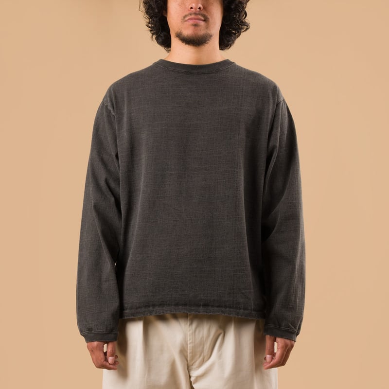 image flâneurs GOOD ON LS Heavy Crew Tee P-black de face