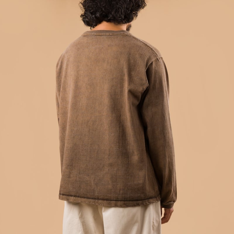 image flâneurs GOOD ON LS Heavy Crew Tee P-brown de dos