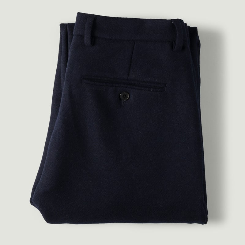Single Pleat Trousers Wool Navy