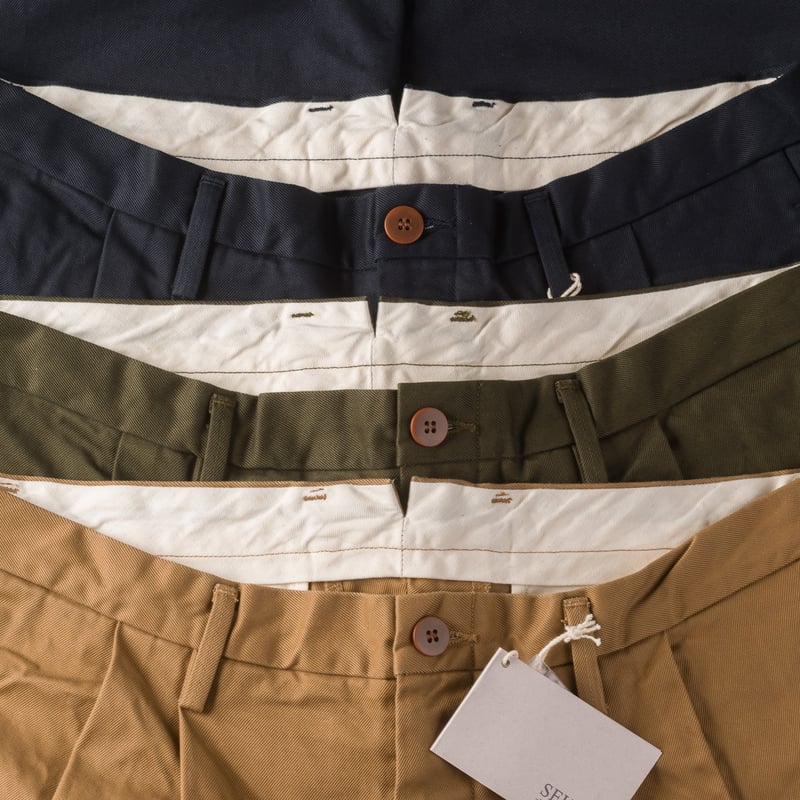 Image-Flâneurs SEUVAS / Chino 2Tuck Trousers Navy_détail-2