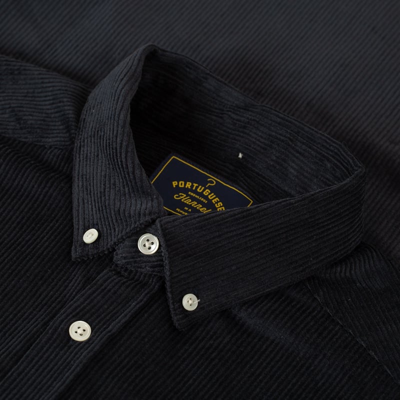 PORTUGUESE FLANNEL flâneurs chemise velours Lobo navy col