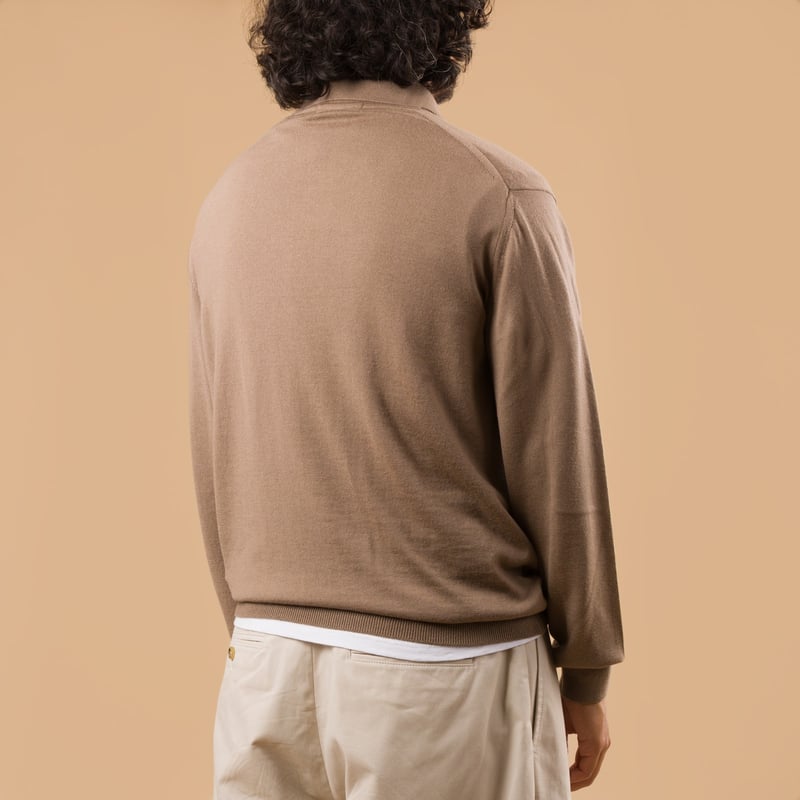 image flâneursMOONCASTLE 12G Wool Polo Neck beige dos
