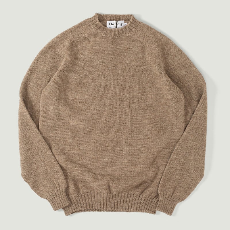 Vignette flâneurs pull laine shetland épais Harley of Scotland camel