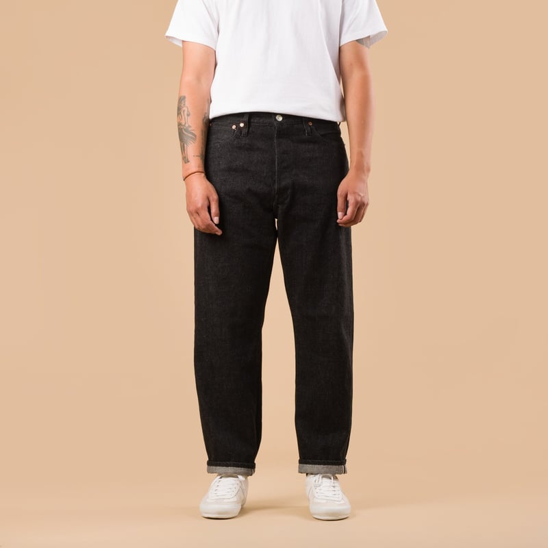 image flâneurs FOB FACTORY F153 5P Tapered black Selvedge Denim de face