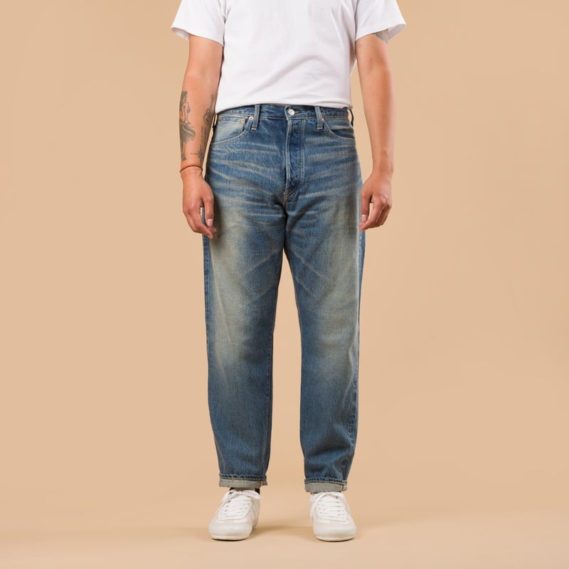 image flâneurs FOB FACTORY F153 5P Tapered Blue Used Wash Selvedge Denim de face