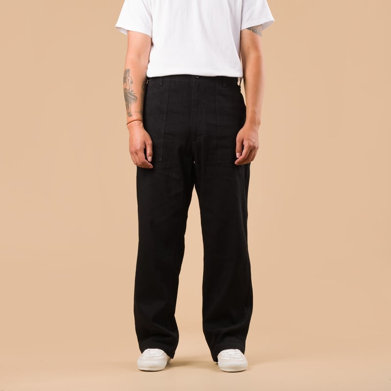 image flâneurs FOB FACTORY F0541 888 Denim Baker Pants Black de face