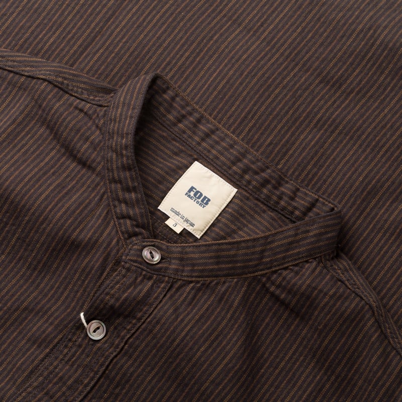 Image-Flâneurs_FOB FACTORY / F3511 Band Collar Shirt Black_detail