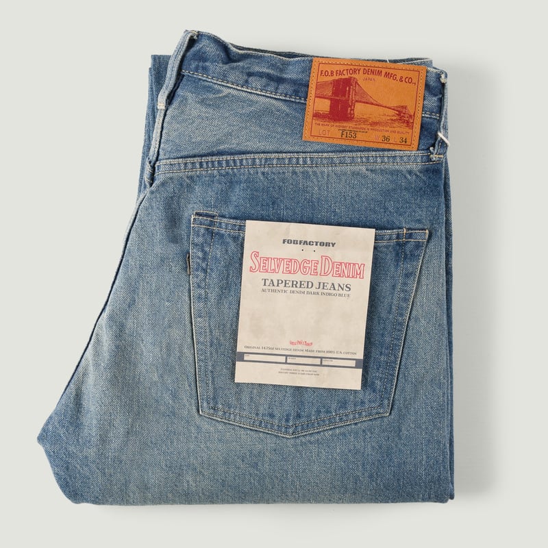 image flâneurs FOB FACTORY F153 5P Tapered Blue Used Wash Selvedge Denim_vignette