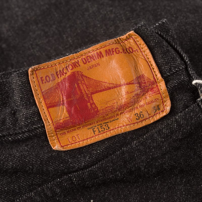 image flâneurs détail FOB FACTORY F153 5P Tapered black Selvedge Denim