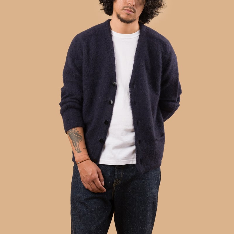 Shaggy Dog Sweater Cardigan Navy