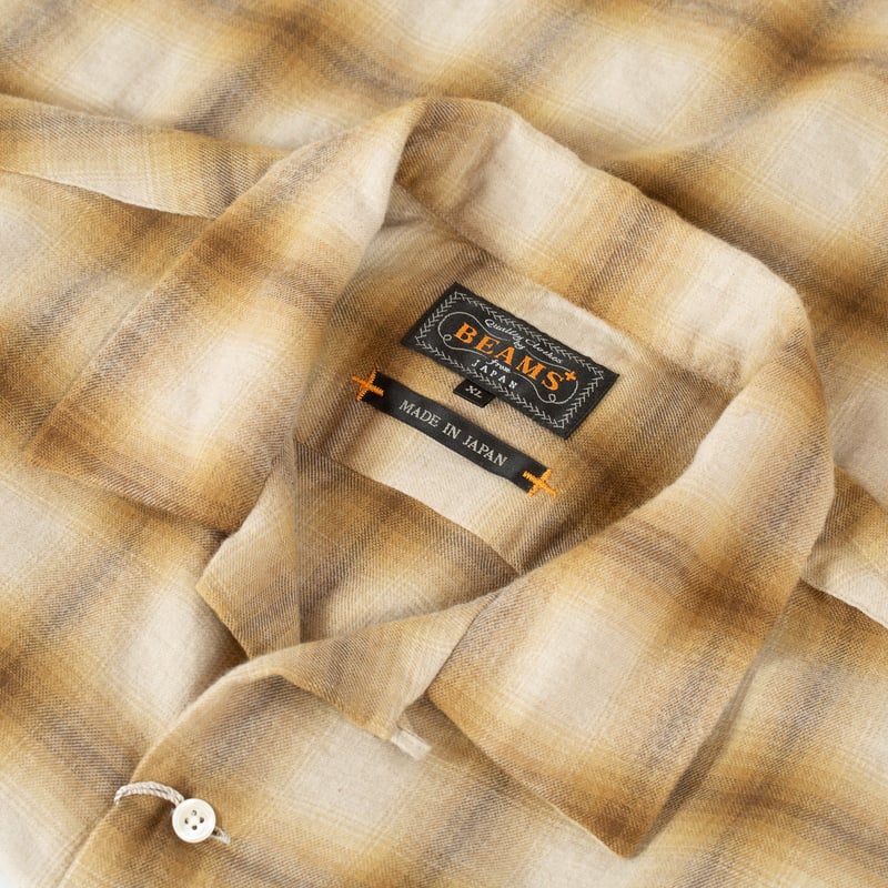 Image-Flâneurs_BEAMS PLUS / Open Collar Ombre Brown_détail