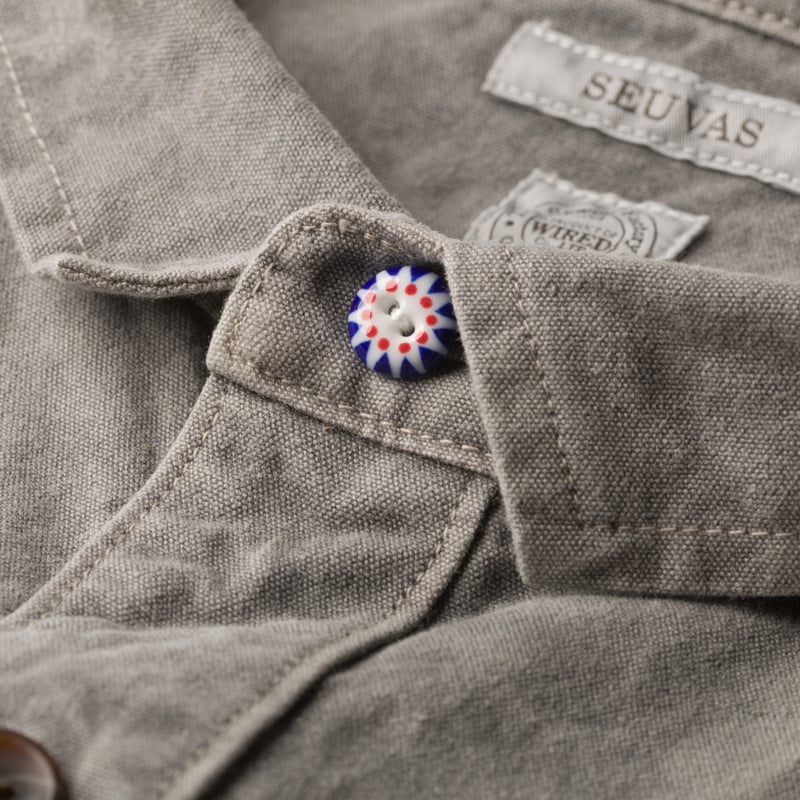 Image-Flâneurs_Seuvas-8oz Canvas Wing Collar Shirt Jacket Sumi_détail-3