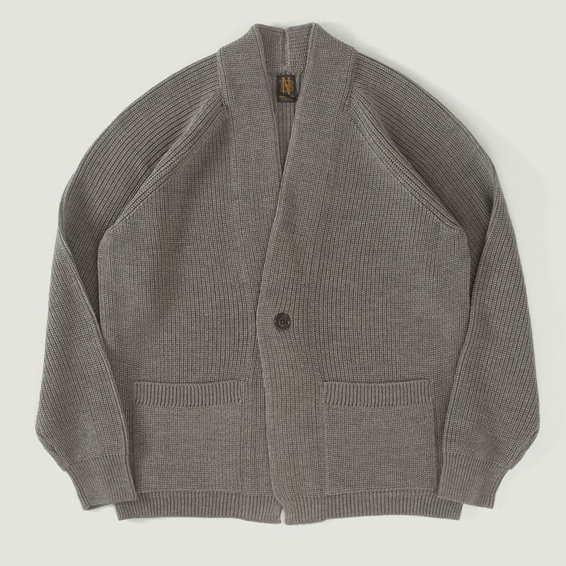 Vignettes flaneurs gilet laine épais BATONER Waso 1 Button Cardigan Melange Gray