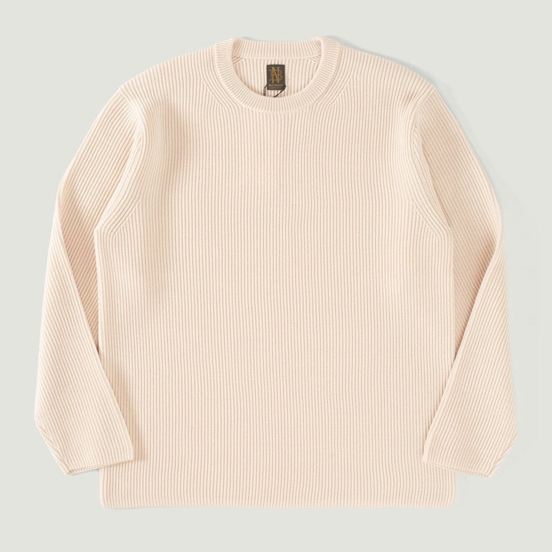 Solid Wool Rib Crew Neck Ivory
