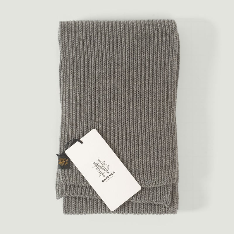 Vignettes flaneurs écharpe laine épaisse BATONER Solid Wool Rib Muffler Melange Gray