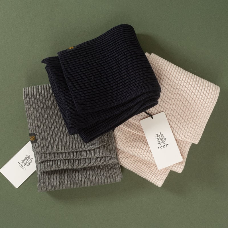 Vignettes flaneurs écharpe laine épaisse BATONER Solid Wool Rib Muffler