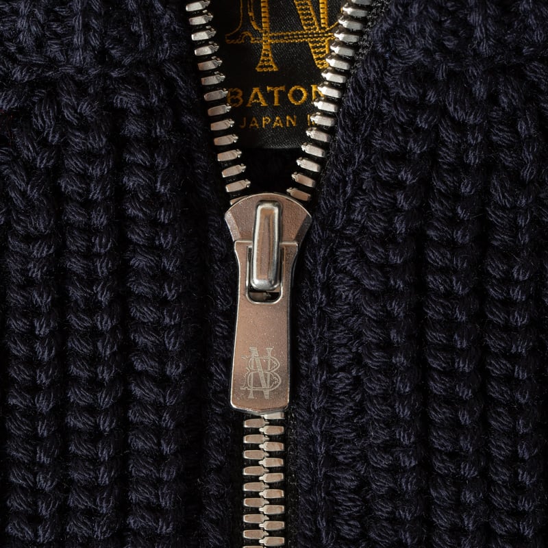 image flaneurs gilet épais Batoner signature drivers knit navy zipper