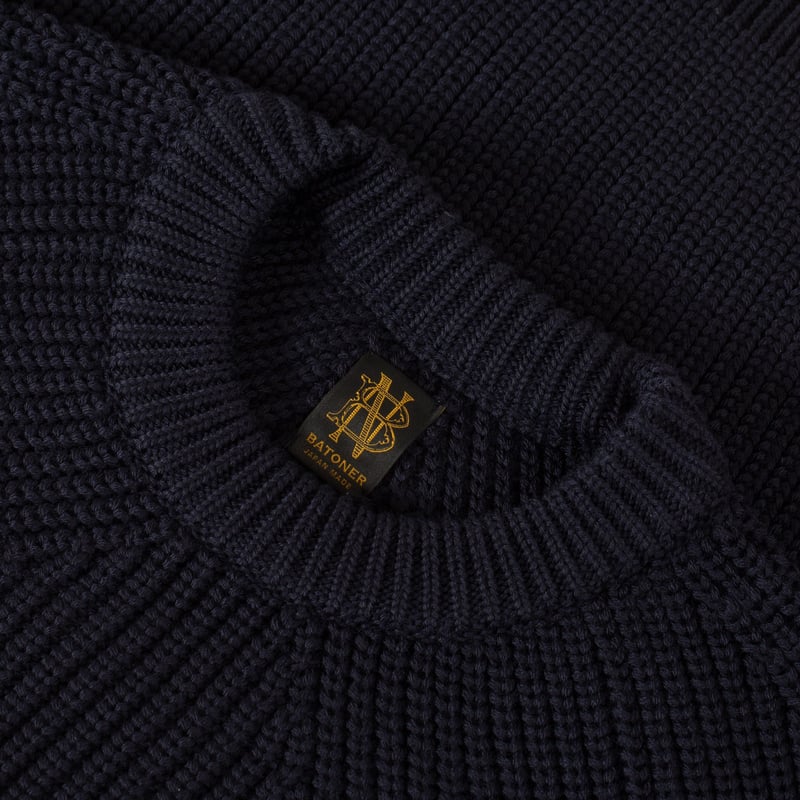image flaneurs pull épais Batoner signature crew neck navy