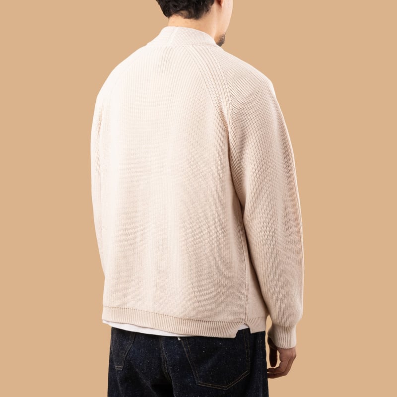 flâneurs-pull-gilet BATONER-Signature-1-Button-Cardigan-Ivory de dos