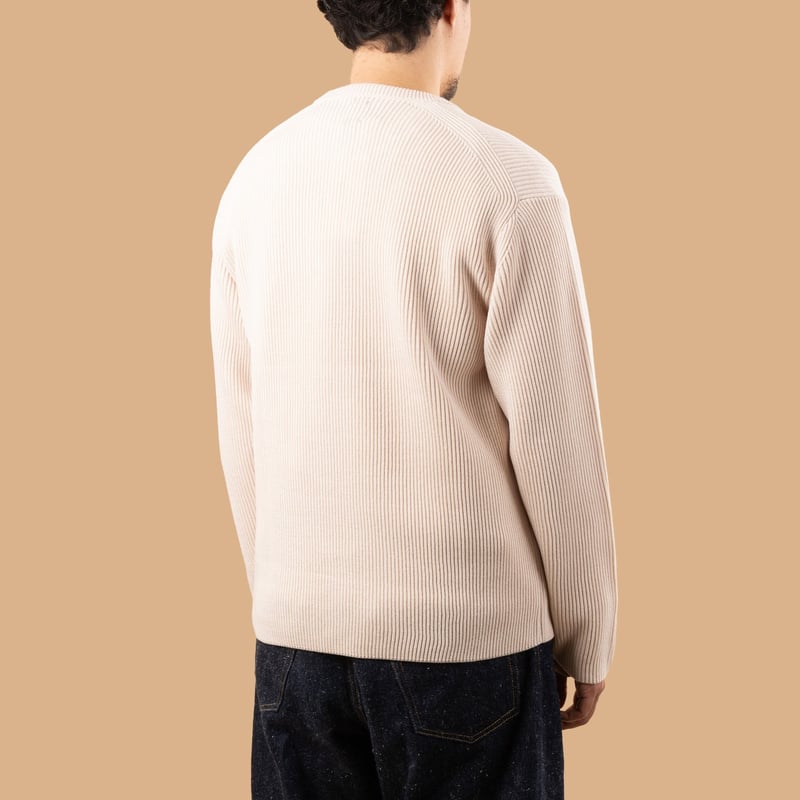 Solid Wool Rib Crew Neck Ivory