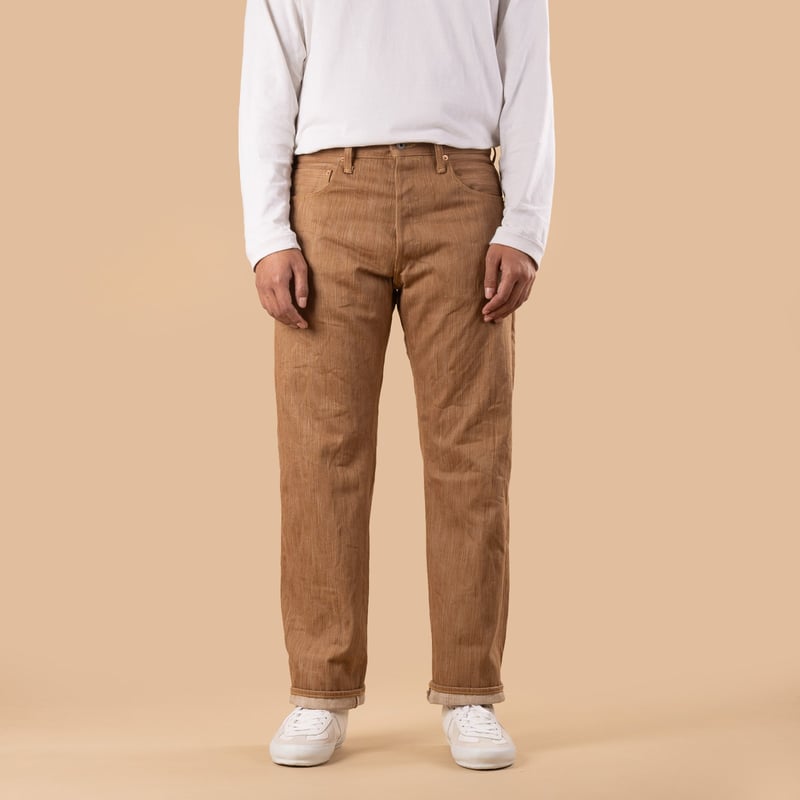 Image-Flâneurs_ONI DENIM / 275-KAKI Awa Kakishibu × Kinari 20oz Denim Regular Straight_de-face