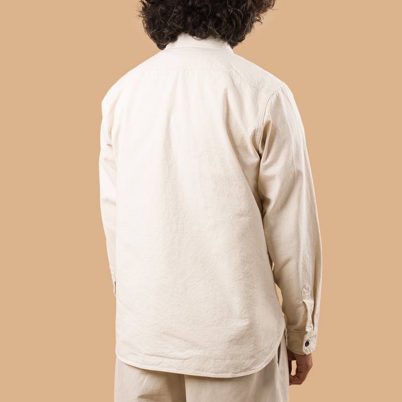 Image-Flâneurs_SEUVAS / 8oz Canvas Flap Work Shirt Natural_de-dos