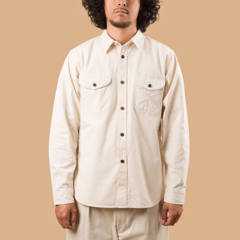 Image-Flâneurs_SEUVAS / 8oz Canvas Flap Work Shirt Natural_de-face