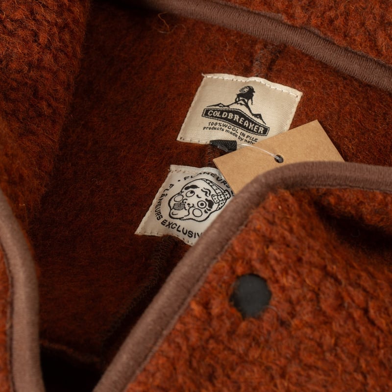 detail COLDBREAKER  Flâneurs Wool Pile Retro Jacket Cognac tag