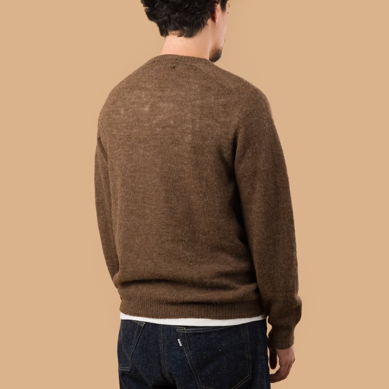 image flâneurs HARLEY OF SCOTLAND 1 Ply Voe True Shetland Crew Neck Moorit  de dos