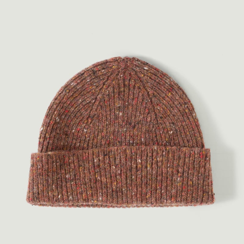 Vignettes flâneurs bonnet court Mackie en laine Ardara couleur sunset