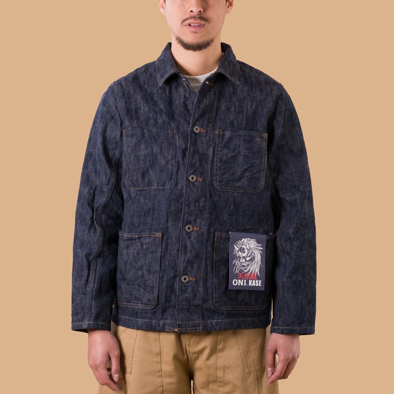 images flâneurs veste ONI DENIM  03502-KASE 16oz Natural Indigo Coverall Jacket de face (2)